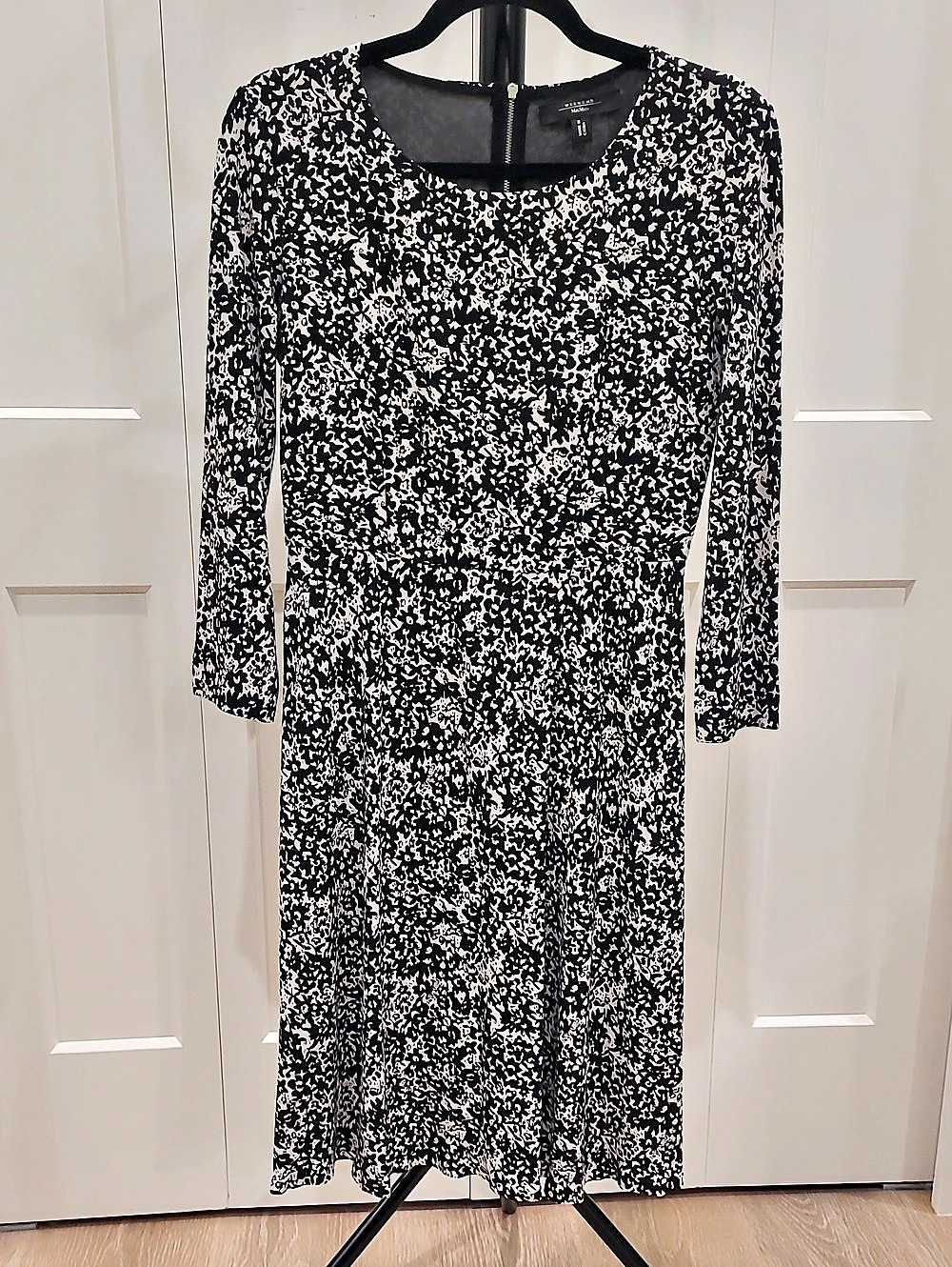 Max Mara Weekend Floral Print Midi Dress Black & White